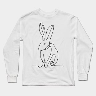 Bunny Rabbit Art | Minimalist line art illustration 3 Long Sleeve T-Shirt
